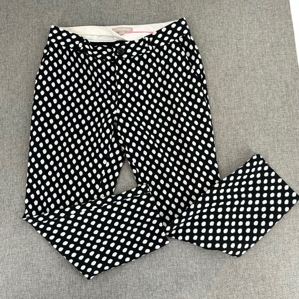 Banana Republic Polka Dot Pants Black & White Lined size 4 Mid Rise Ankle Pants